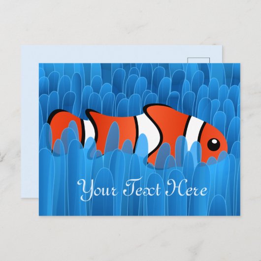 Cute Clown Fish and Beauful Blue Zee Anemone Briefkaart (Voorkant / Achterkant)