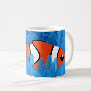 Cute Clown Fish and Beauful Green Blue Anemone Koffiemok