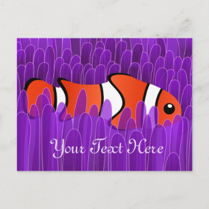 Cute Clown Fish and Beauful Paars Zee Anemone Briefkaart