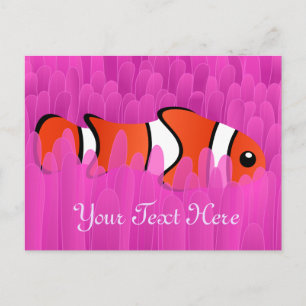 Cute Clown Fish and Beauful Pink Zee Anemone Briefkaart