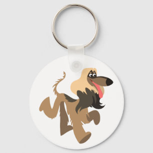 Cute Clownish Cartoon Afghan Hound Sleutelhanger
