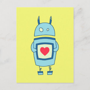 Cute Clumsy Robot met hart Briefkaart