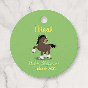 Cute Clydesdale draft horse cartoon illustration Bedankjes Labels