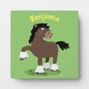 Cute Clydesdale draft horse cartoon illustration Fotoplaat