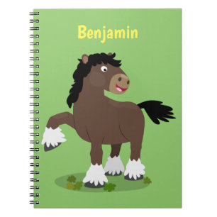 Cute Clydesdale draft horse cartoon illustration Notitieboek