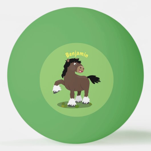 Cute Clydesdale draft horse cartoon illustration Pingpongballen (Voorkant)