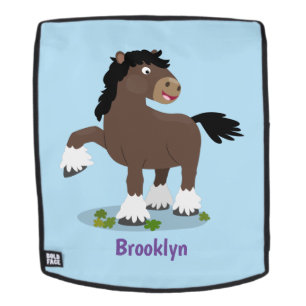 Cute Clydesdale draft horse cartoon illustration Rugtassen