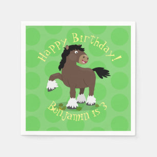Cute Clydesdale draft horse cartoon illustration Servet