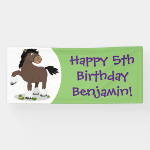 Cute Clydesdale draft horse cartoon illustration Spandoek