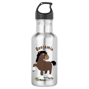 Cute Clydesdale draft horse cartoon illustration Waterfles