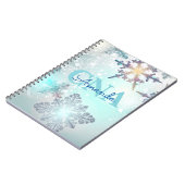 Cute CNA Ice Blue Snowflake Persoonlijke naam Notitieboek (Linkerzijde)