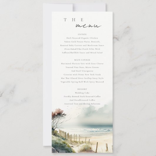 Cute Coastal Sand Beach Seascape Wedding Programme Kaart (Voorkant)
