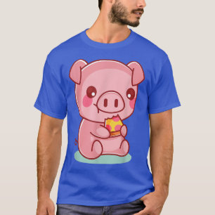 Cute Cochon Manger Pizza T-Shirt Drôle Foie Tee Ki