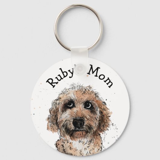 Cute cockapoo dog Keyring grappig op maat gemaakt Sleutelhanger (Voorkant)