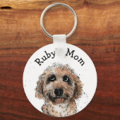 Cute cockapoo dog Keyring grappig op maat gemaakt Sleutelhanger (Voorkant)