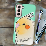 Cute Cockatiel Animaux de compagnie Doodle Parrot<br><div class="desc">Cette adorable boîte téléphonique avec un gribouillage Cockatiel peut être personnalisée avec n'importe quel nom pour faire un cadeau sucré pour le propriétaire des oiseaux de compagnie. Faites fondre les coeurs et montrez votre passion pour les oiseaux ; le carrelage blanc et jaune dans un style pop art est amusant...</div>
