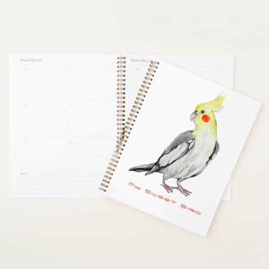 Cute Cockatiel Aquarelle Parrot. (Devant avec enveloppe)