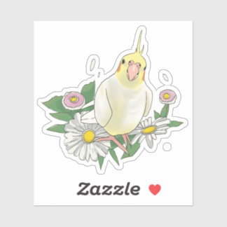 Cute Cockatiel Floral Sticker