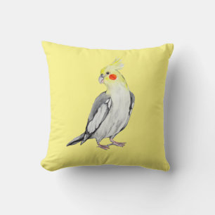 Cute Cockatiel Waterverf Parrot. Kussen