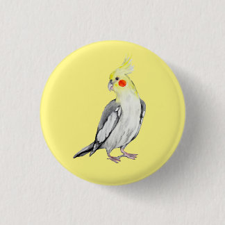 Cute Cockatiel Waterverf Parrot. Ronde Button 3,2 Cm