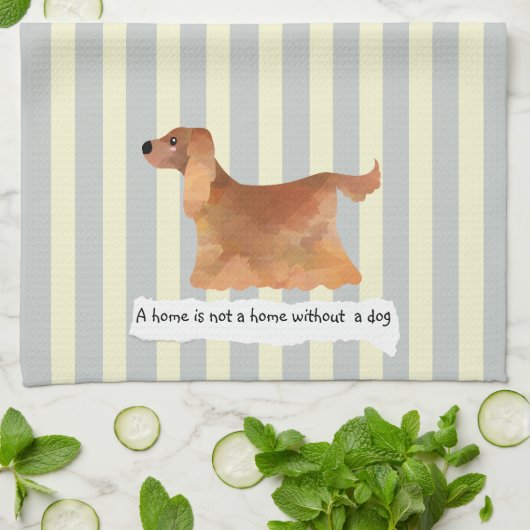 Cute cocker spaniel blue crème striped theedoek (Gevouwen)