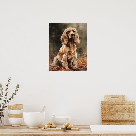 Cute Cocker Spaniel Dog Art Imprimer Poster (Cuisine)