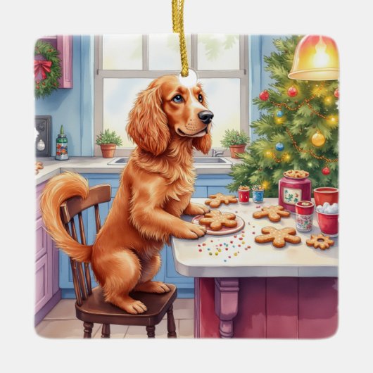 Cute Cocker Spaniel Gingerbread Baking Christmas Keramisch Ornament (Voorkant)