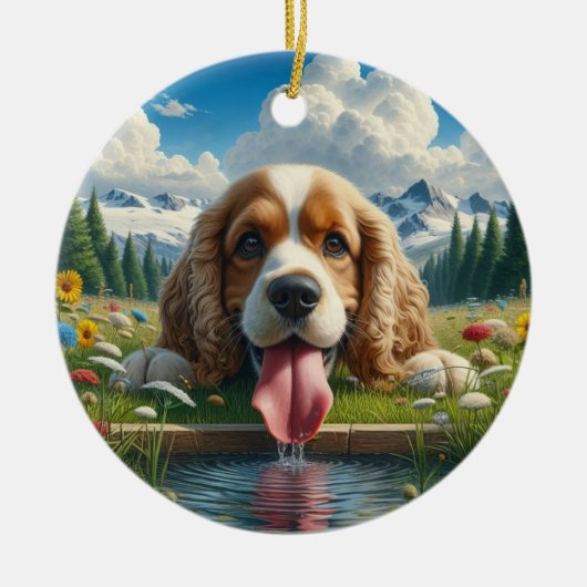 Cute Cocker Spaniel Keepsake Keramisch Ornament (Voorkant)