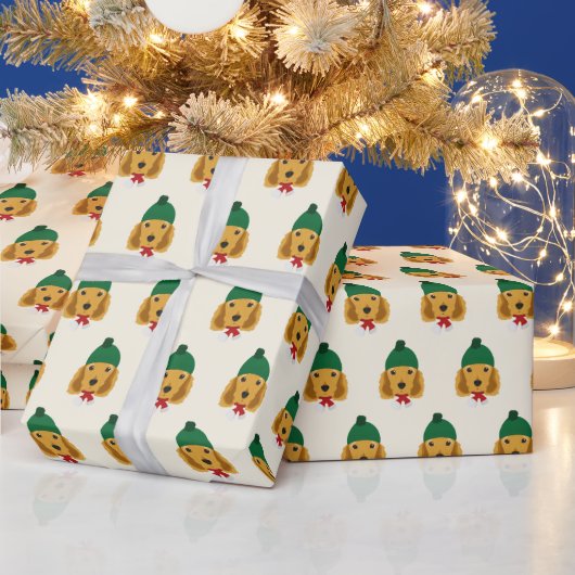Cute Cocker Spaniel met een Pet Pattern kerst Cadeaupapier (Feestdagen)
