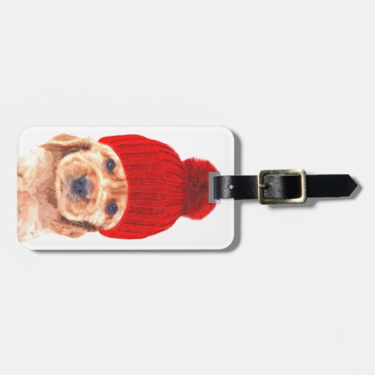 Cute cocker spaniel puppy with pet portret bagagelabel (Voorkant horizontaal)