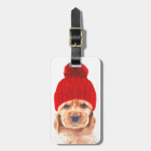 Cute cocker spaniel puppy with pet portret bagagelabel (Voorkant verticaal)