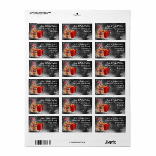 Cute cocker spaniel red giftbox festive custom lab etiket (Full Sheet)
