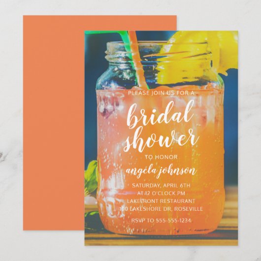 Cute Cocktail Mason Jar Bridal Shower Kaart (Voorkant / Achterkant)