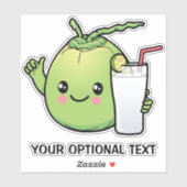 Cute Coconut Custom Text Sticker (Vel)