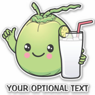 Cute Coconut Custom Text Sticker