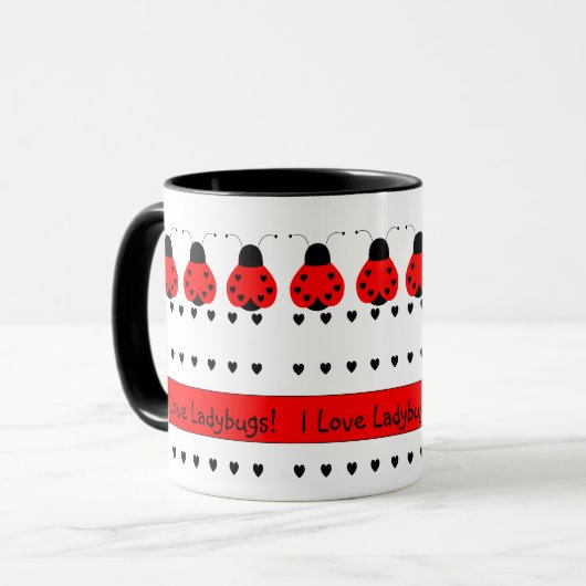 Cute Coeur Ladybug Mug (Devant gauche)