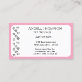Cute Coeur rose Pet Groomer Carte de visite (Dos)