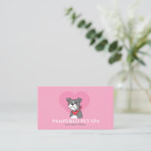 Cute Coeur rose Pet Groomer Carte de visite (Debout devant)