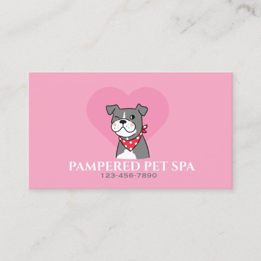 Cute Coeur rose Pet Groomer Carte de visite (Devant)