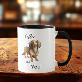 Cute Coffee And Dachshund Brown Personalize Mok