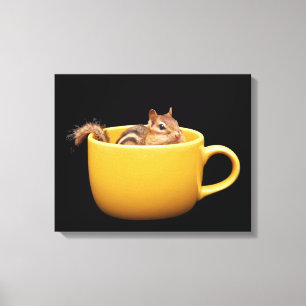 Cute Coffee Cup Chipmunk Canvas Afdruk