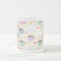 Cute Coffee Cups Patroon Kawaii Mok