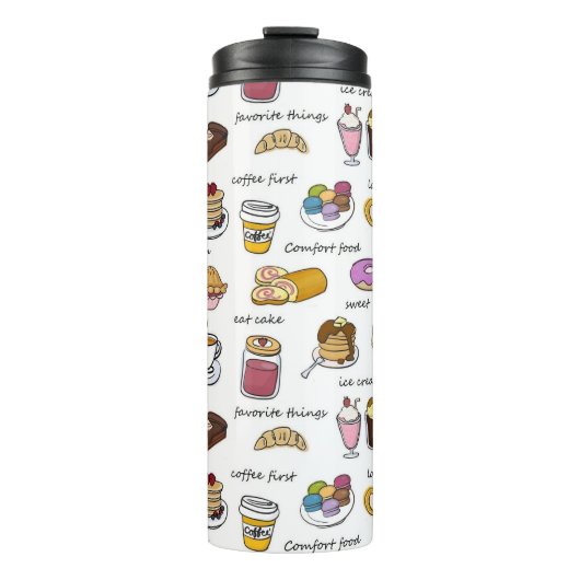 Cute Coffee en Comfort Food Illustrated Pattern Thermosbeker (Voorkant)