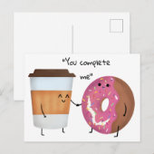 Cute Coffee en Donut Complete Couple Briefkaart (Voorkant / Achterkant)