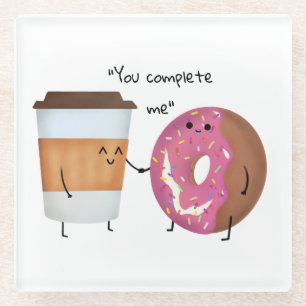 Cute Coffee en Donut Complete Couple Glazen Onderzetter