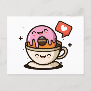Cute Coffee en Donut Love Briefkaart