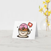 Cute Coffee en Donut Love Kaart (Gele Bloem)