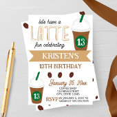 Cute Coffee Latte Birthday Invitation