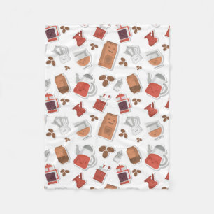 Cute Coffee Lovers Caffeine ThMED Kawaii Pattern Fleece Deken