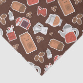 Cute Coffee Lovers Caffeine ThMED Kawaii Pattern Tissuepapier (Detail)
